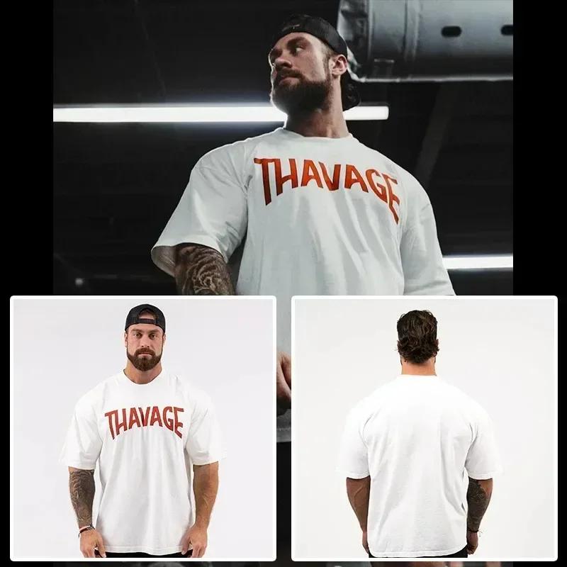 Tričko CBUM Gym Fitness Tričko Volné Oversized Bavlna Muži Krátké rukávy Sportovní trička Letní trénink Cvičení Jogging Ženy Topy