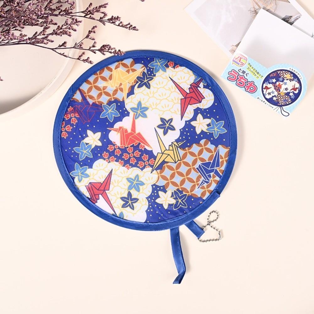 Floral Round Hand Fan Mini Pocket Cooling Fan New Handheld Folding Fan Outdoor Beach