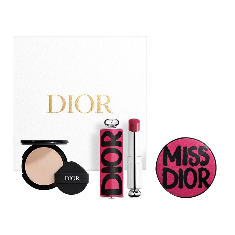 DIOR Stunning Pink Limited Satin Lock Makeup Cushion Charming Lipstick Gift Box Edition Makeup Set Creamy Skin Silky Natural Boosting Color