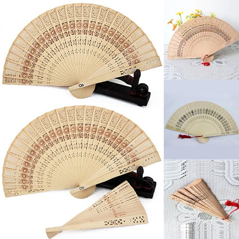 1PC Wooden Folding Fan Carved Wood Hand Held Fans for Chinese Style Classical Dance Performances Banquet Gift Souvenir