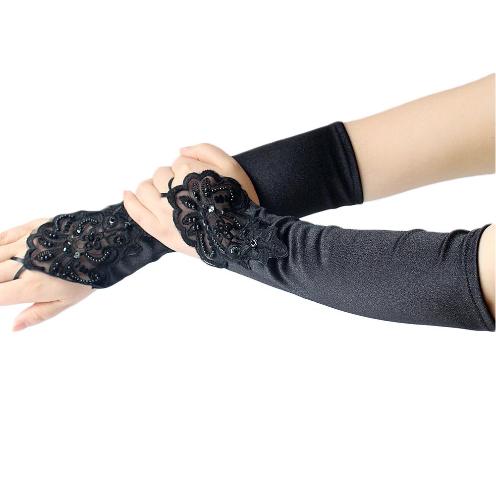 21/‘/’ Cat Woman Gloves Costume for Women Black Wet Look Shiny Vinyl Cosplay Gloves for Halloween Party Favors SUFEINI Long Flapper Evening Opera Satin Gloves for Women Elbow Length Black-Satin