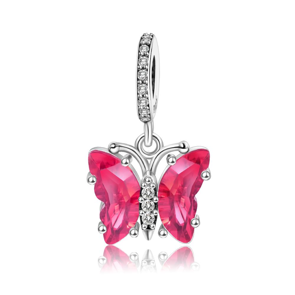 

Классический шарм-подвеска в виде бабочки из стерлингового серебра 925 пробы, красного, синего, желтого, розового, зеленого и белого цвета, огранки, подходит для оригинального брендового браслета, циркон