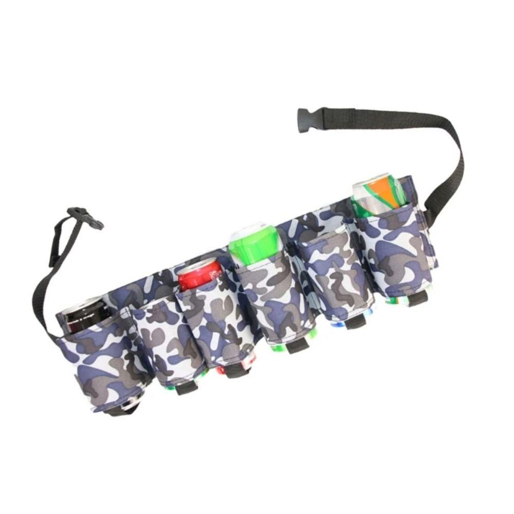 6 Cans Beer Storage Waist Bag 6 Pockets Beer Belt Holder Waist Pack Hiking