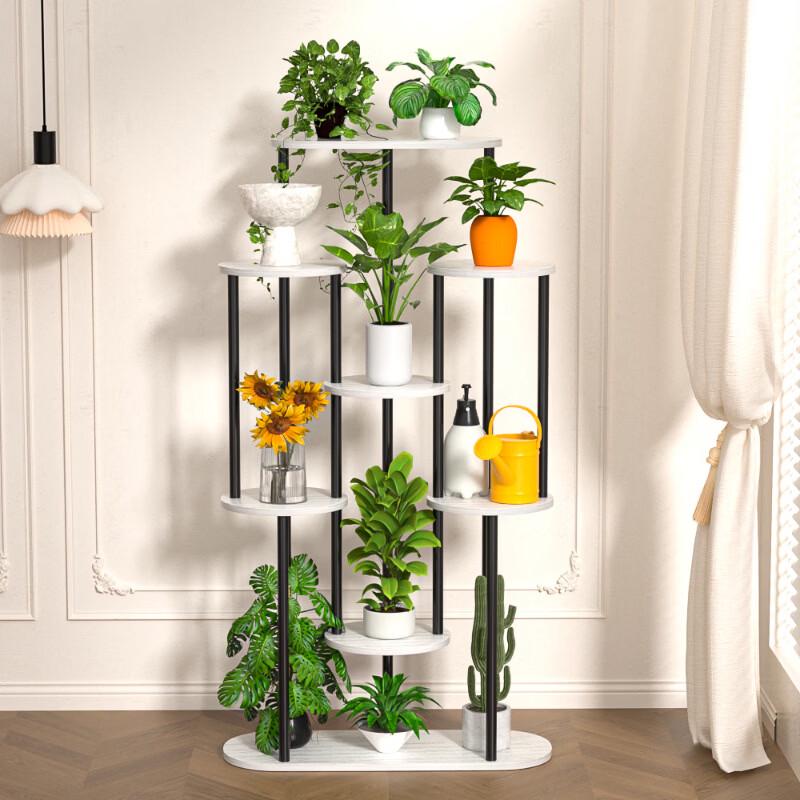 7-Tier Metal and Wood Plant Stand