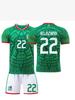 Kids' Mexico Football Jersey Set: Home No. 14 Hernandez & No. 22 Lozano.