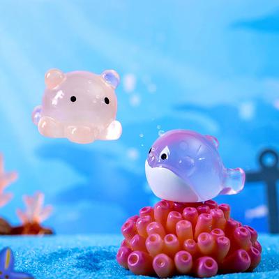 Micro Landscape Creative Cute Fluorescent Whale Octopus Marine Animal Diy Decorative Accessories Resin Trinket