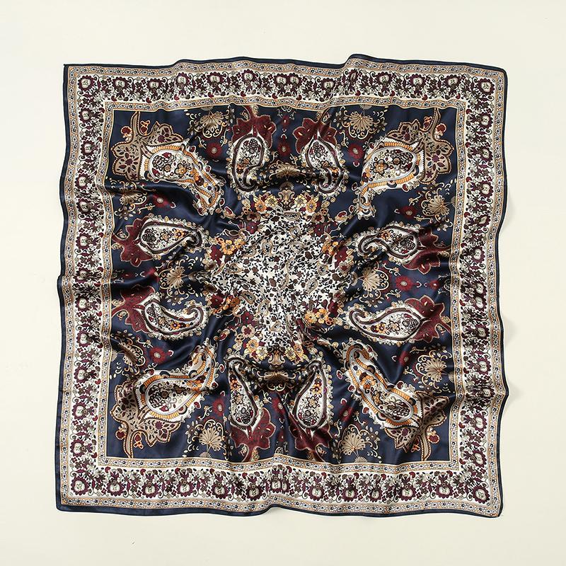 

90Cm Leopard Print Square Scarf Satin Silk Headband Muslim Woman Hijab Lady Fashion Hairwrap Rock Style Headscarf Islam Turban