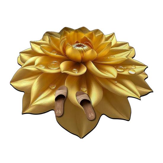 Diatomaceous Earth Floor Mat 3D Realistic Floral Design Bath Mat Non-Slip Absorbent Mat Quick-Drying Easy to Clean Shower Rug