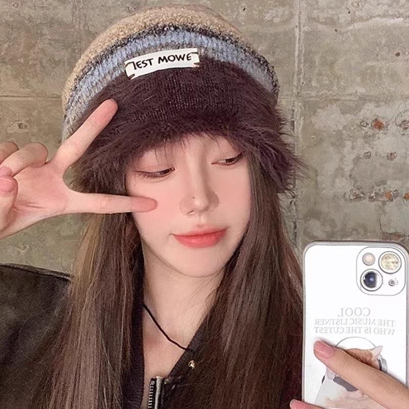 Cat ears wool hat women's autumn and winter new warm cute knitted hat thickened versatile cold hat