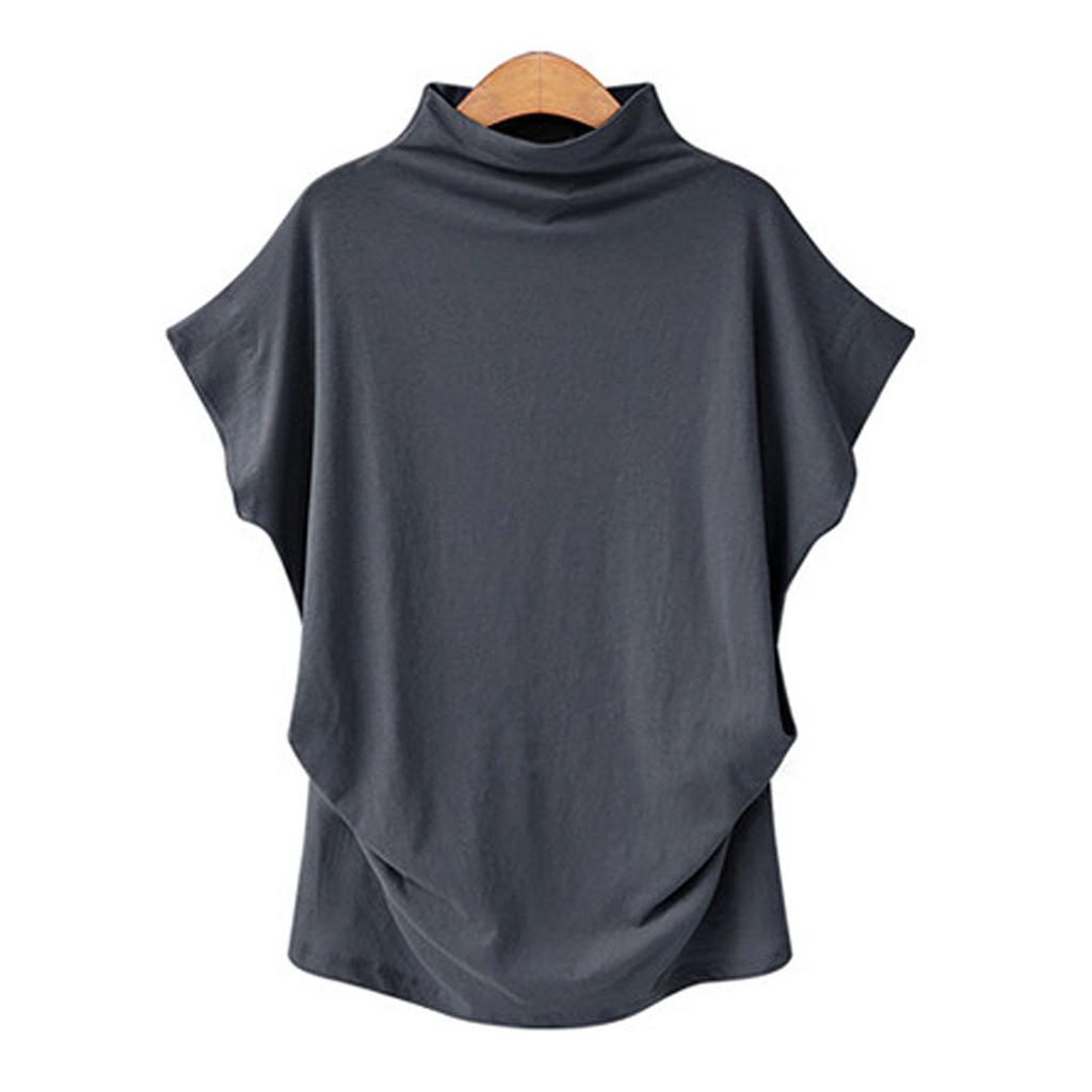 Women's Turtleneck Top Crewneck Short Sleeve T-shirt