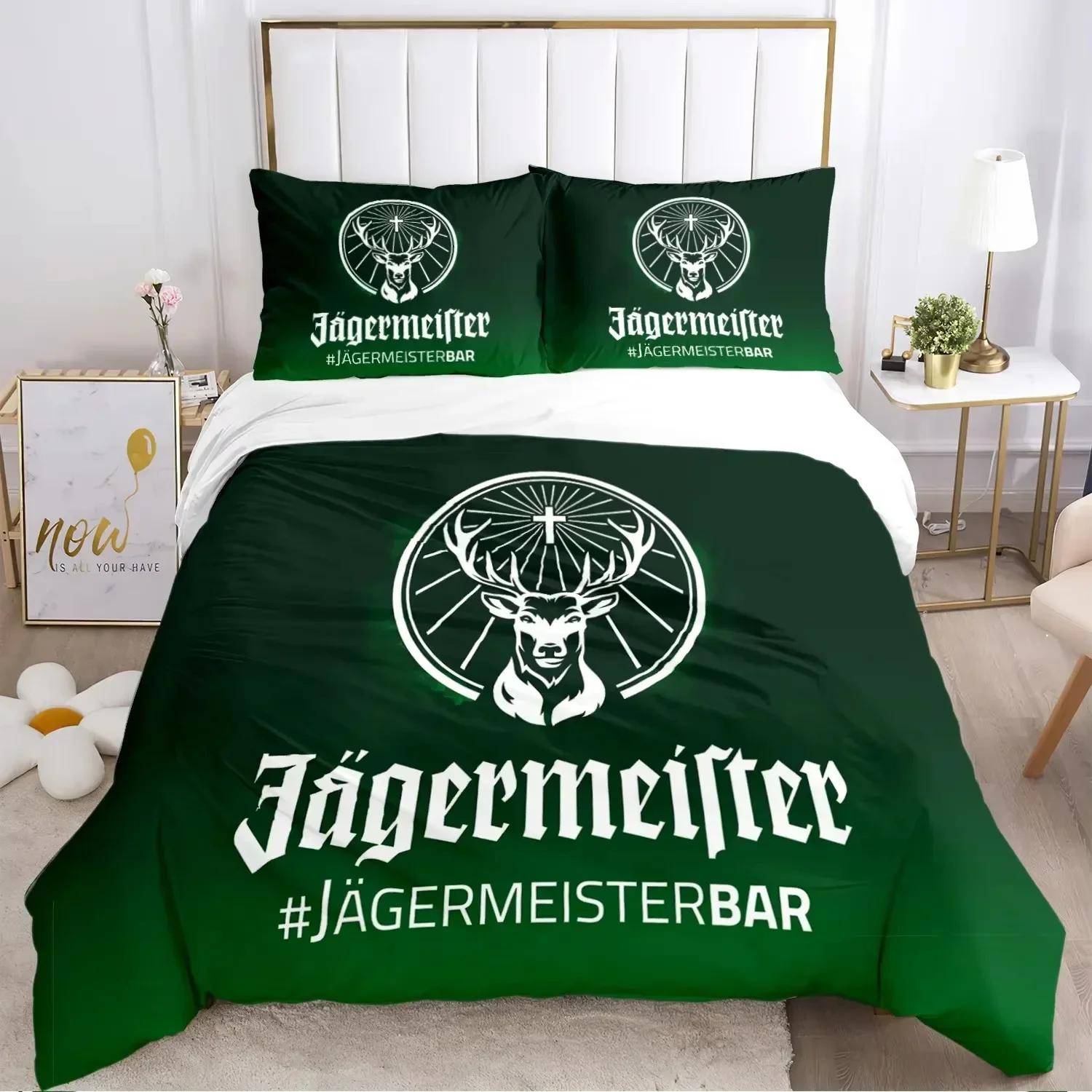 

Новий комплект постільної білизни J-Jagermeister з оленем Kawaii, покривало, ковдра та наволочки Односпальний, Двоспальний, Queen, King EU Double 200x200cm