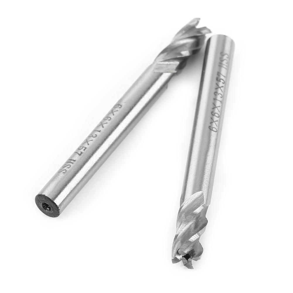 2pcs HSS 6mm 4 Flutes End Mill Metal Cuttting Engraving Milling Machine Bit CNC Tool