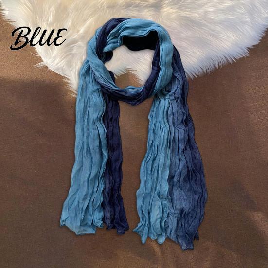 Unisex Fashion Shawl Neck Wrap Pleated Warm Gradient Design Scarf Two-Color Bow Tie Cold Weather