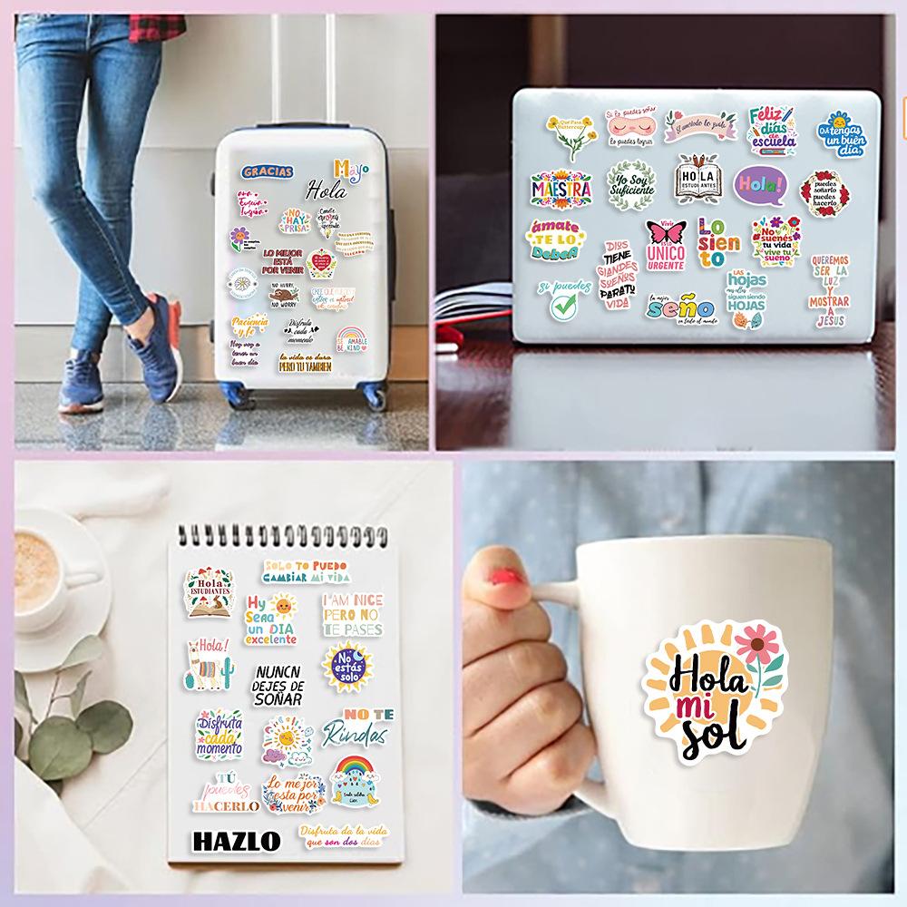 100 New Spanish Inspirational Graffiti Stickers Decorate Guitar Notebook Suitcase DIY Waterproof