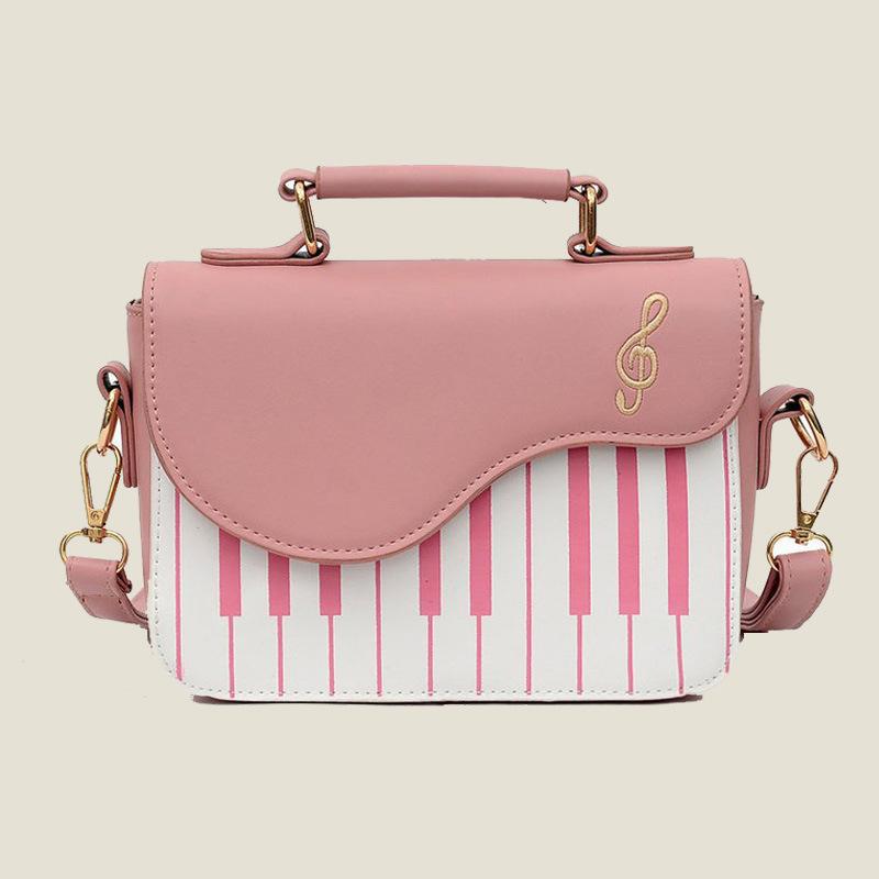 Fashionable Contrast Color Embroidery Piano Note Single Shoulder Bag Small Crossbody Handbag for Women Sweet Personalized Bag