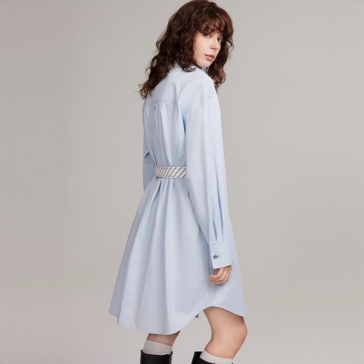 Elle Commuter Minimalist Comfortable Elegant Long Sleeve Dress Women dresses Blue EL40053