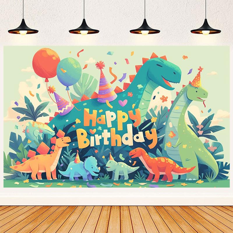 Dinosaur Jungle Birthday Party Backdrop Polyester Kids Birthday Party Decoration Banner Room Photo Booth Background Props