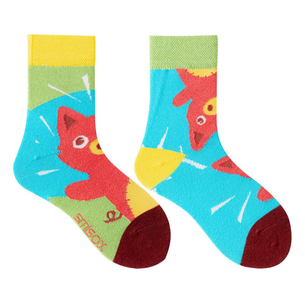 Children's Asymmetrical Cartoon Mid-Calf Socks - Colorful Parent-Child Style, Trendy Fashion for Kids