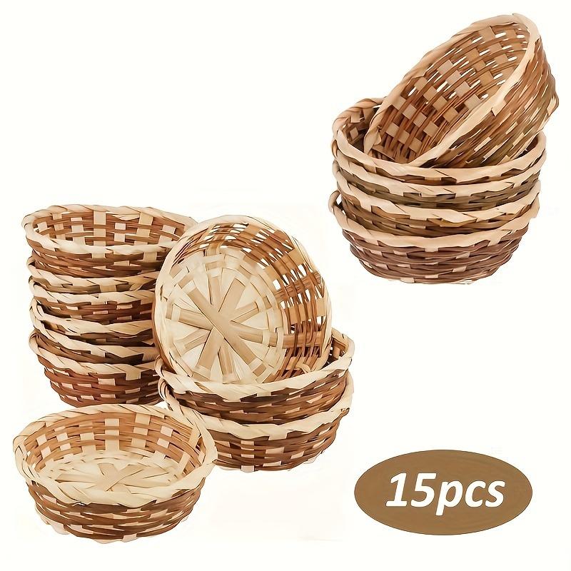 

15/20pcs Small Bamboo Woven Fruit Basket Kitchen Restaurant Display Decor Vegetable Basket Fruit Plate Decorative Storage Basket