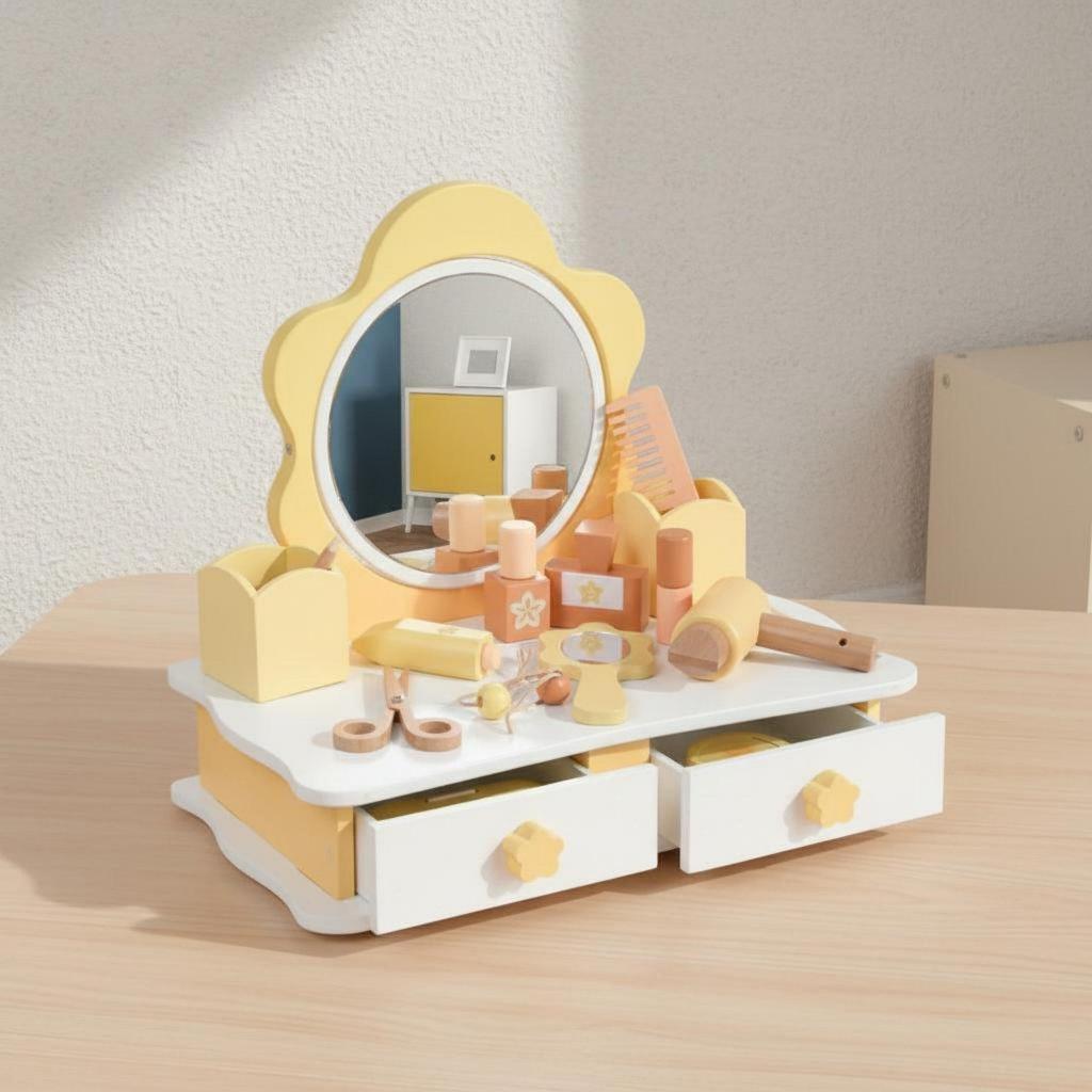 Flower Vanity Table Early Learning Toy Makeup Educational for Nursery