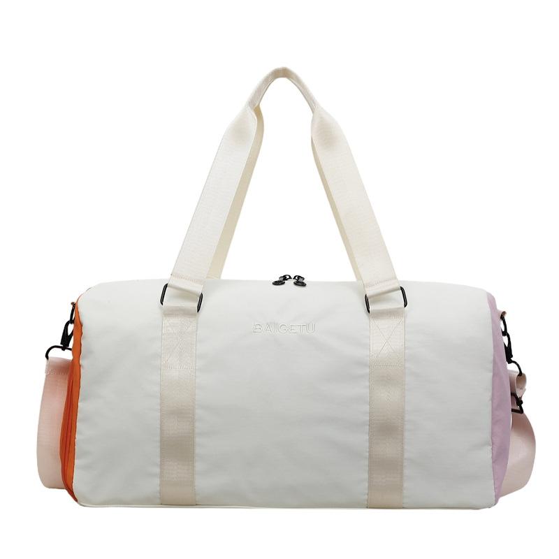 New dopamine-style color-blocked multifunctional travel bag for women, large capacity, lightweight, hand-held, crossbody gym bag