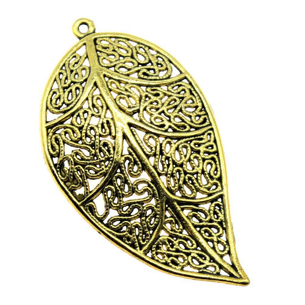 

3шт подвески в форме листьев античное золото цвет цинковый сплав 57х31мм