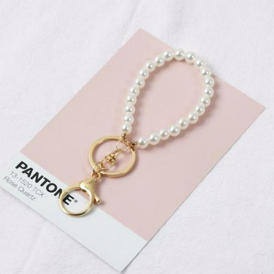 Korean Pearl Keychain & Glass Bead Phone Lanyard Set - Stylish Beaded Bracelet & Car Keychain DIY Kit