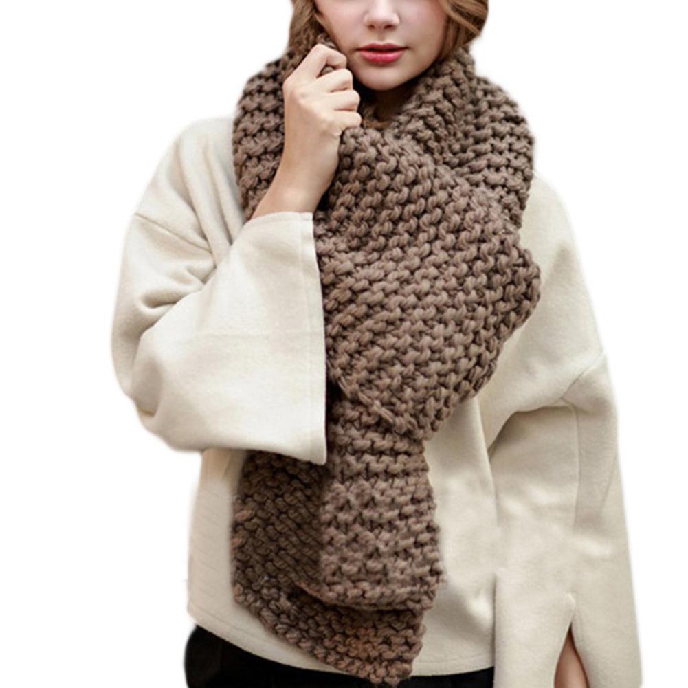 Women Solid Color Scarf Delicate Knitting Fashion Scarves Warm Neck Scarf