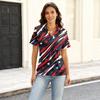 Women's Casual Short Sleeve Polo Shirt with Independence Day Star Print Collar Top Lightweight Summer Tee