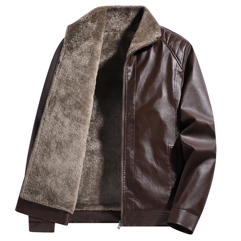 Giacca da Uomo in Pelle Foderata in Pile Invernale Cappotto da Uomo Top da Uomo Antivento Tempo Libero Uomo Streetwear Cerniera Retro Giubbotti Moto Biker