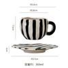 Hand Drawn Striped Ceramic Mug Coffee Cup and Saucer Afternoon Tea Cups Breakfast Cup Water Cups Milk Mug Drinkware Juice Mugs