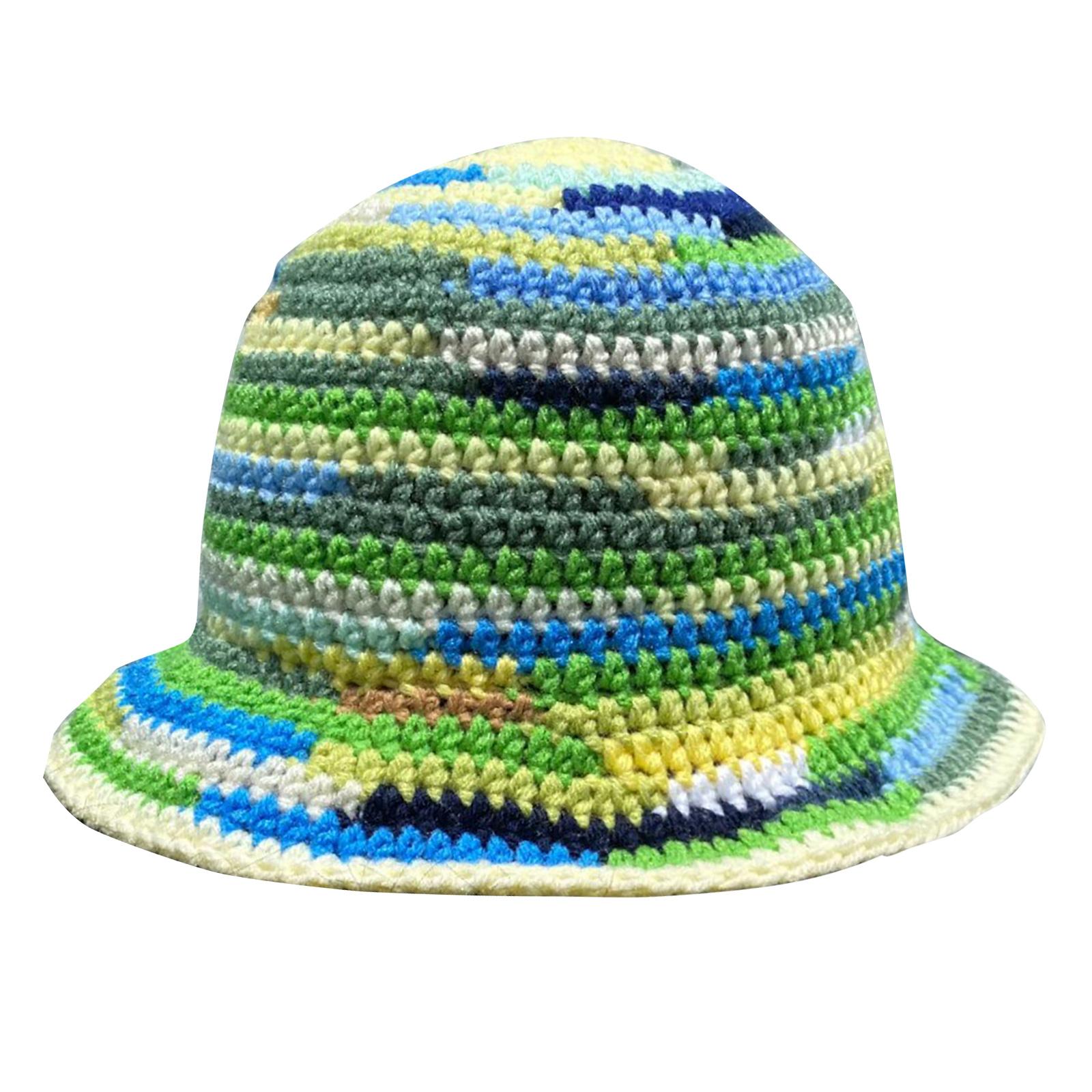 

Радужная шляпа рыбака ручной вязки, дышащая, в стиле клош, винтажная, красочная шляпа, вязаная крючком, радужный реквизит для фото, головной убор 1
