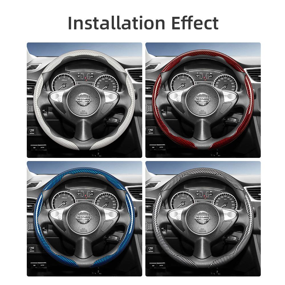 Suitable for Nissan Carbon Fiber Texture Steering Wheel Cover with Segmented Quick-Release Design, Durable, for Rogue X-Trail Kicks Qashqai Sentra Al