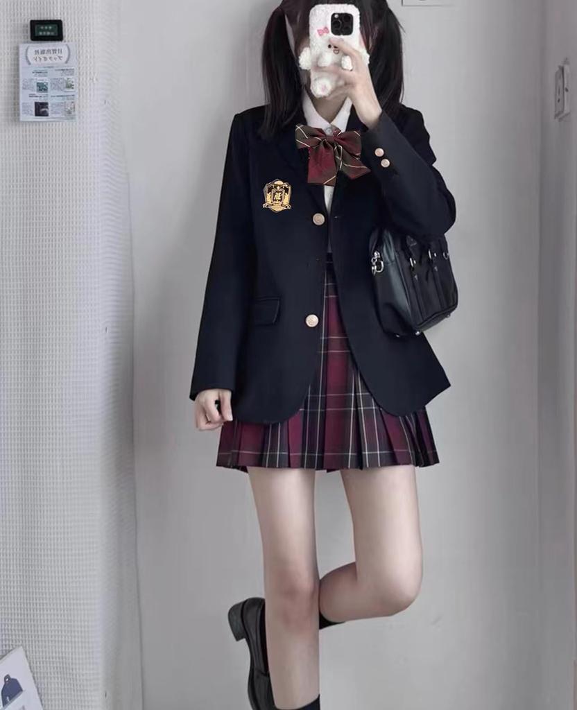 QOOLY JK Uniform Plus High School Girl School Size M 5-Piece Set, Size, Uniform, Spring, Autumn, Winter, Costume, Cosplay, Black,