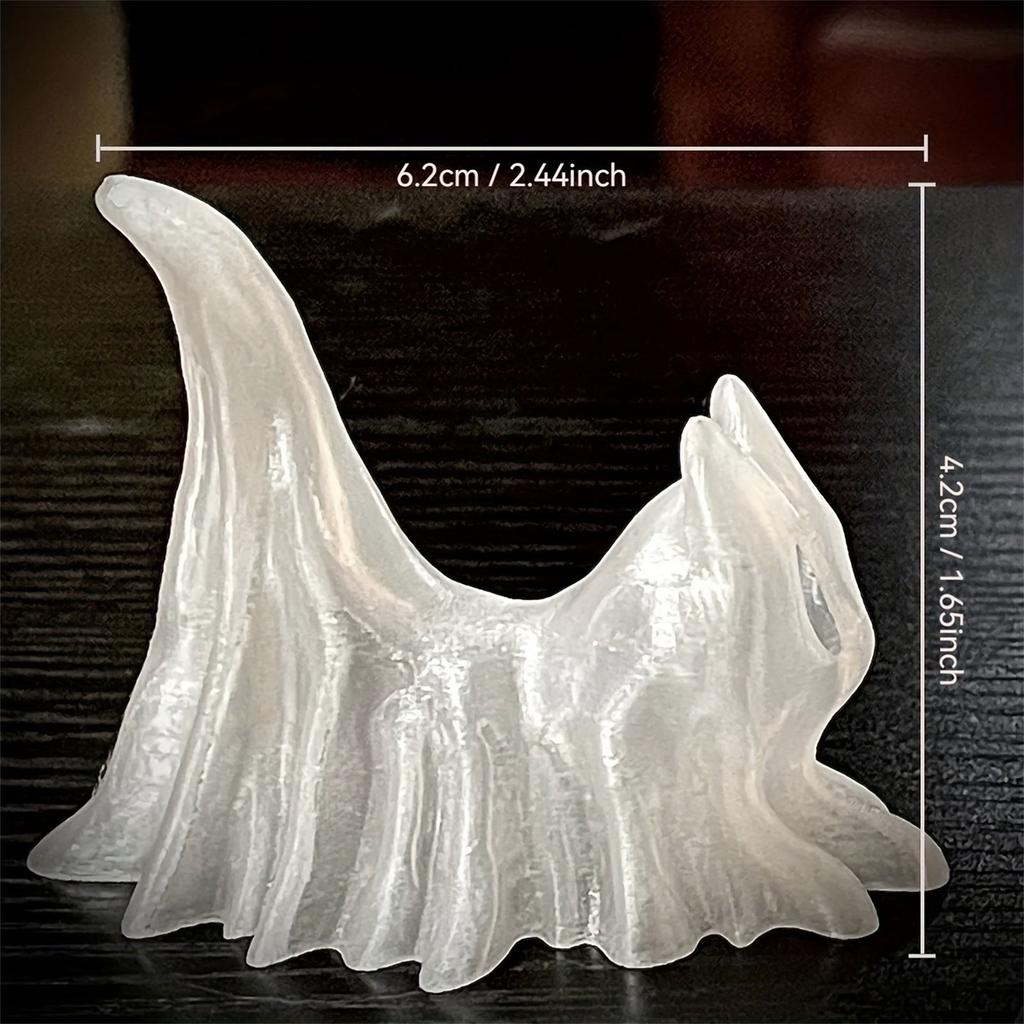 3 Piece Glowing In Dark Ghostly Cats Figurines Set For Halloween Home Party Tabletop Decors Car Dashboard Ornaments