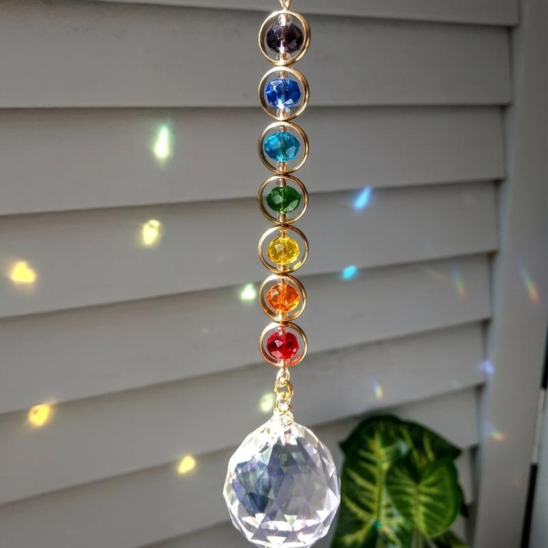 Crystal Sun Catcher, Rainbow Prism Hanging Ornament, Boho Home Decor Meditation Gift