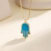 Nidin Fashion Necklace Hamsa Hand Pendant Enamel Turkish Evil Eye Lucky Amulet Palm Clavicle Chain Jewelry Gift For Women Men