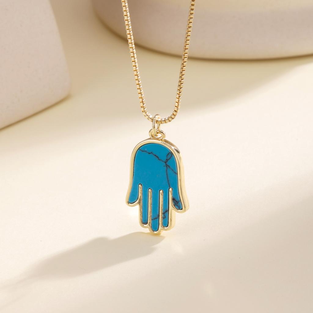 Nidin Fashion Necklace Hamsa Hand Pendant Enamel Turkish Evil Eye Lucky Amulet Palm Clavicle Chain Jewelry Gift For Women Men