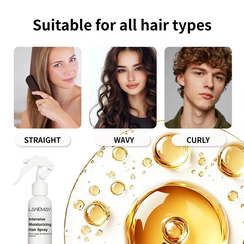 Intensive Moisturizing Hair Spray--Moisturizes And Conditions Hair-Builds Inner Resilience-Suitable For All Hair Types, 120ml