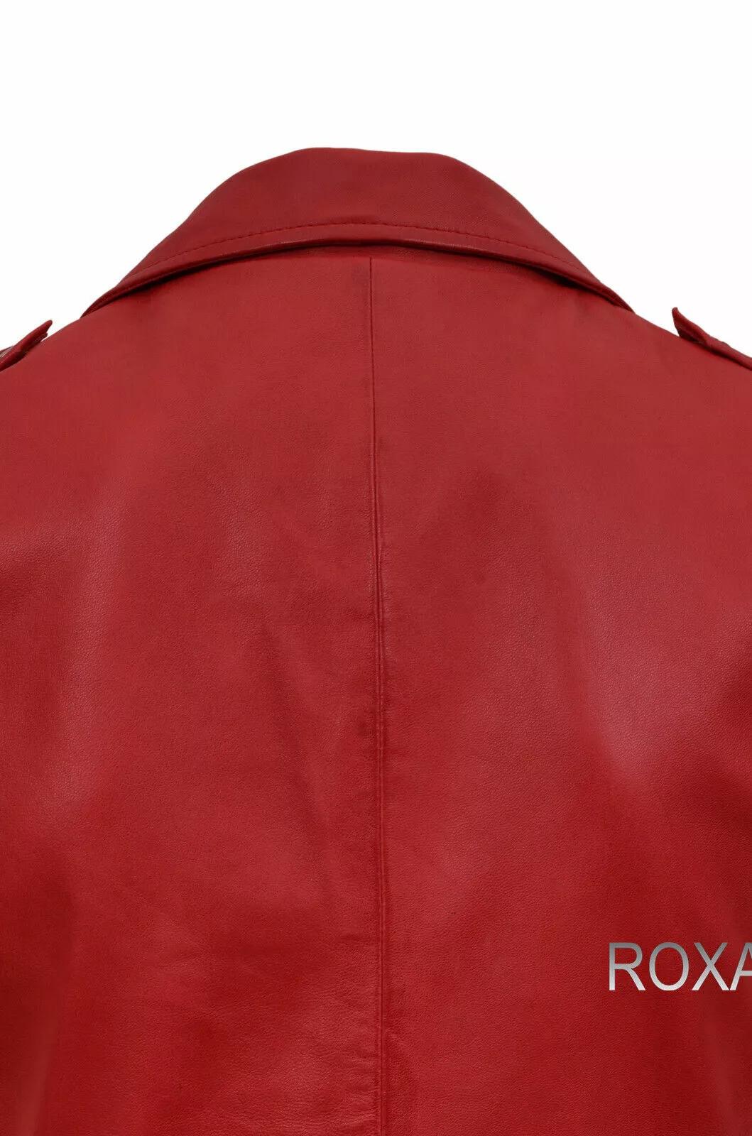 

Новый 100% натуральный кожаный красный жилет на пуговицах в стиле вестерн, пальто, куртка из овчины для мужчин XL красный