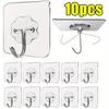 Transparent Stainless Steel Self-Adhesive Hooks Bathroom Towel Clothes Storage Sticker Hook Key Hangers Storage Holder