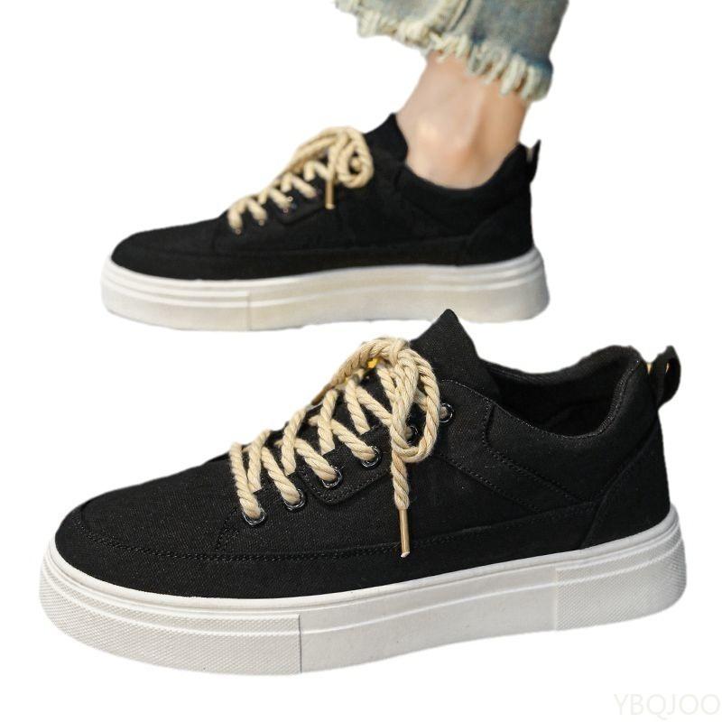 Fashionable and Versatile New Casual Lace Up Sports Men's Shoes Trendy Street Round Toe Sports Men's Canvas Board Shoes