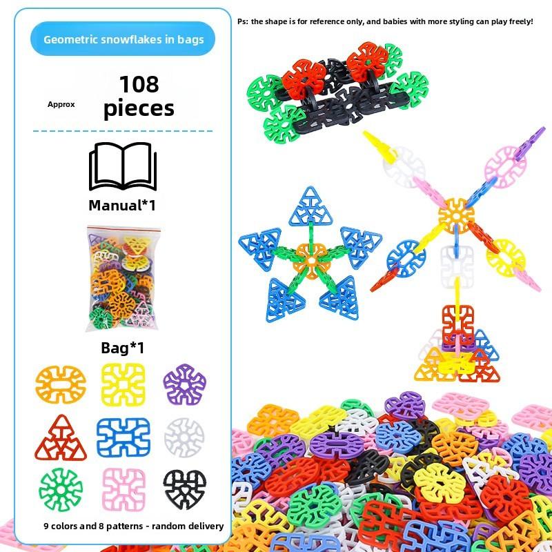 

Geometric Snowflake Puzzle Blocks For Kids 3-6 Years Educational Building Toys