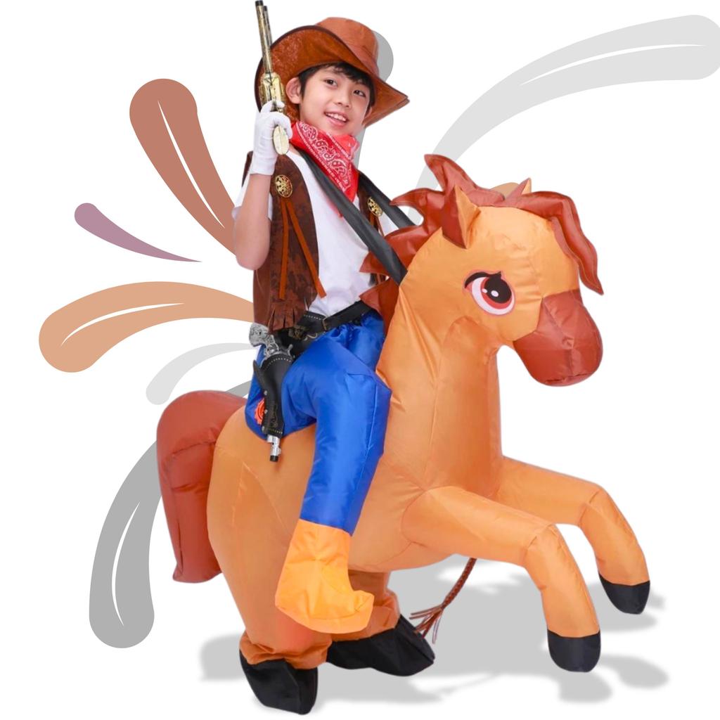 Inflatable Cowboy Costume ON Horse Wild West Costume FOR BALL Carnival J II 15 E
