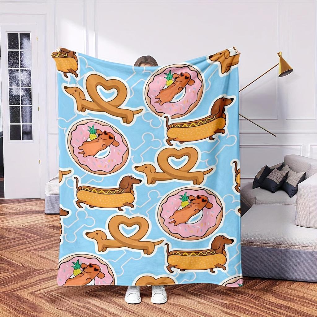 Pink Doughnut Digital-printed Polyester Bedroom Velvet Flannel Cover Blanket Fleece Soft Sofa Cover Blankets for Beds