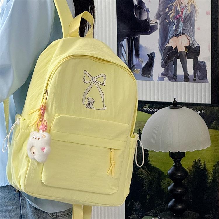 Schoolbag New Female College Student High Value Lightweight Versatile Bow Junior High School Student Schoolbag Fresh Large Capacity Backpack