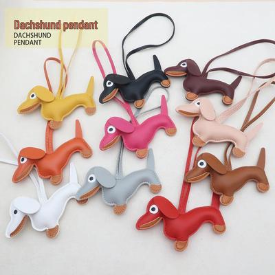 Available: Cute Dachshund Leather Lanyard Pendant - Versatile for Bags, Cars, and Couples