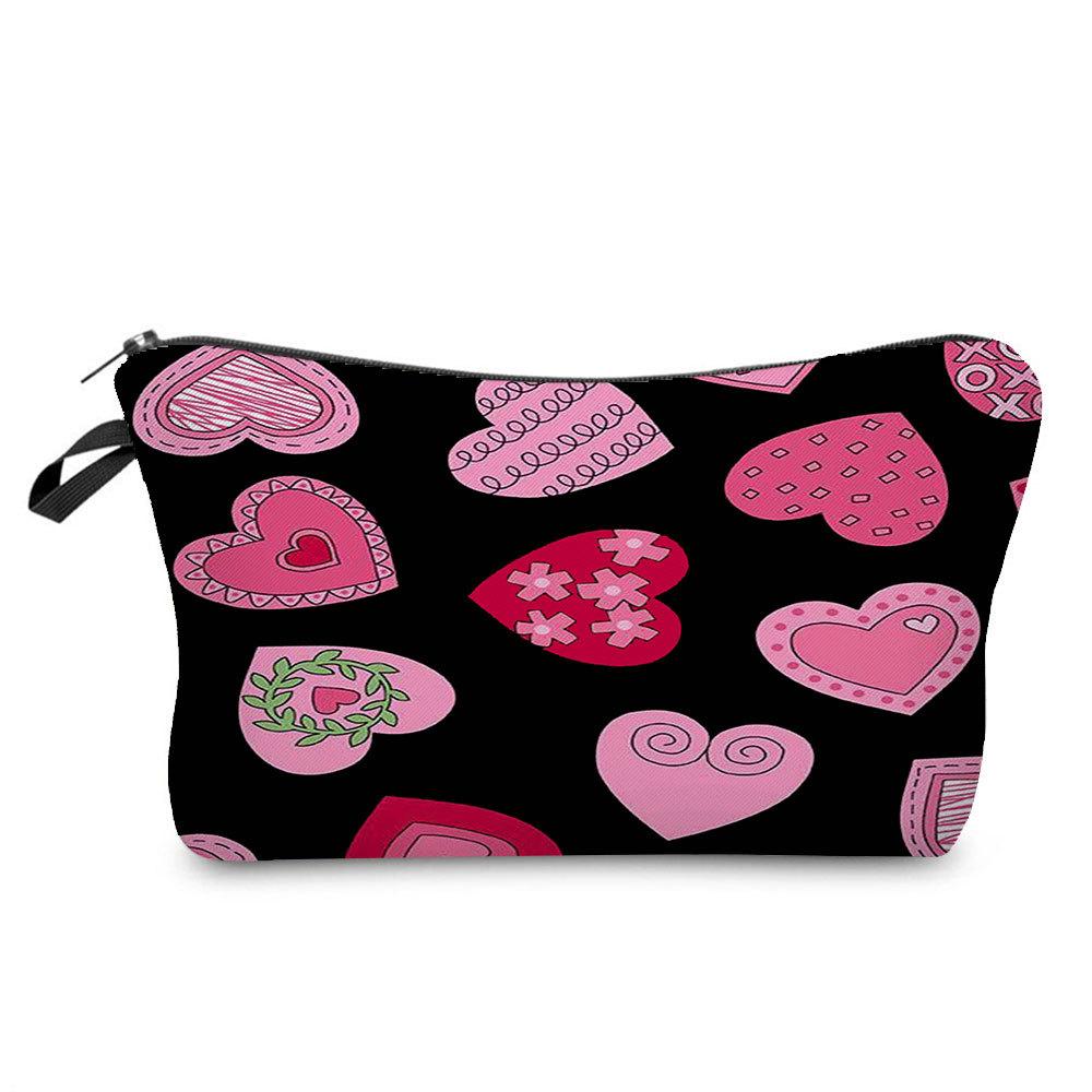 Women Hearts Print Cosmetic Bag Toiletries Organize Travel Storage Case KTB