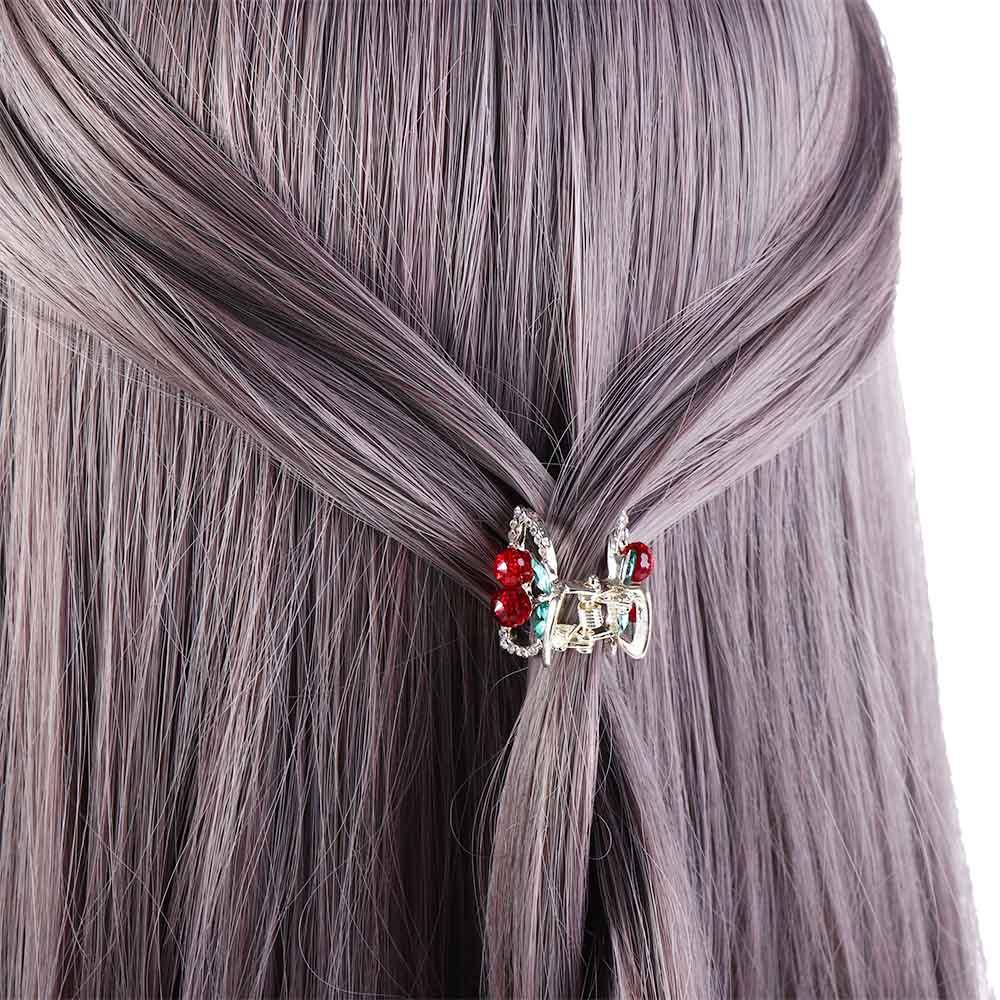 Hair Claws Red Korean Style Headwear Rhinestone Hairpin Cherry Hair Claw Female Hair Accessories