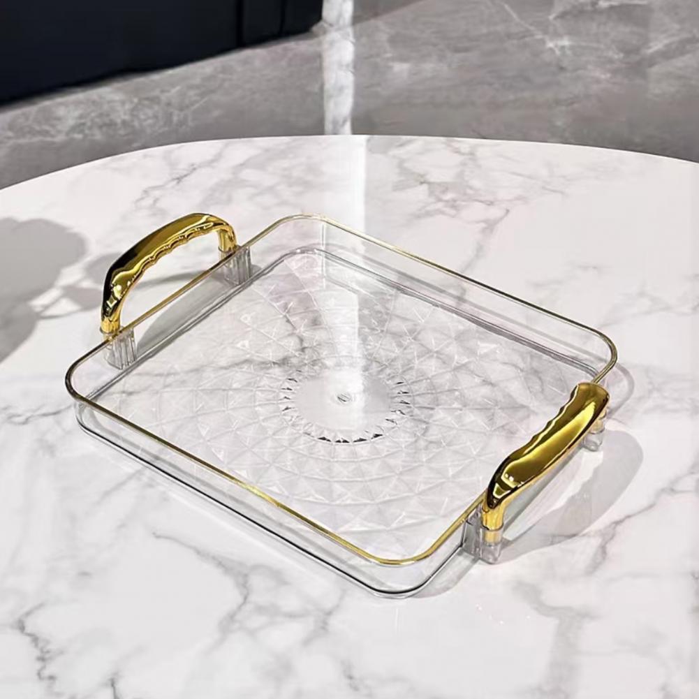 Edge Tray Transparent Serving Tray Serving Tray with Handles Fruit Dessert Platter Stackable Kitchen Organizer Decorative